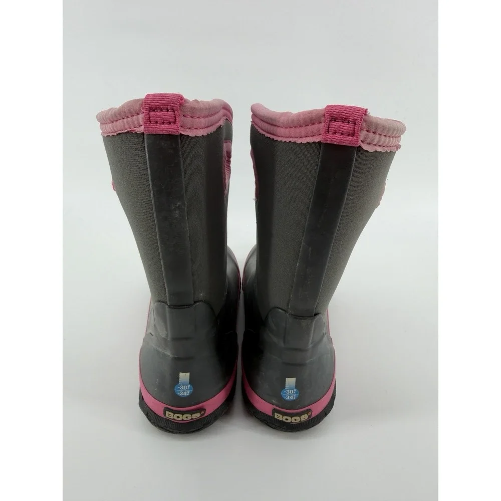 BOGS‎ Classic Matte Boots Youth Kid's Girl's Gray Pink Insulated Winter Sz US 5